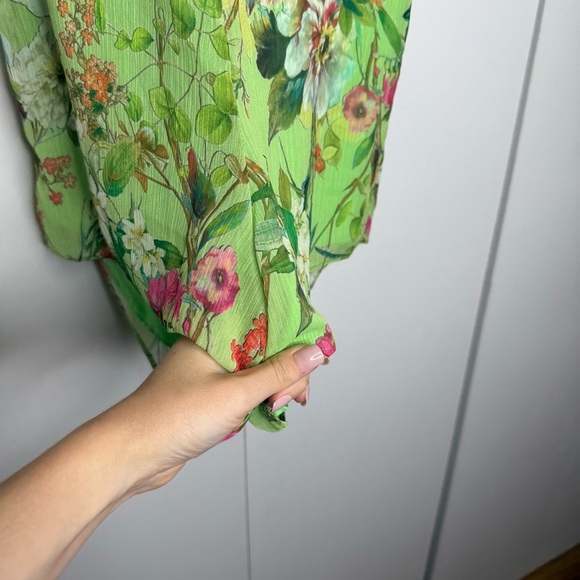 JAYGODFREY - Lime Green Floral Shorts Strapless Romper - 0 - Picture 4 of 11